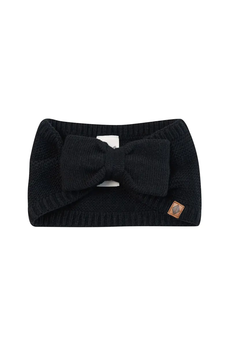 Chunky Knit Bow Headband In Midnight 1