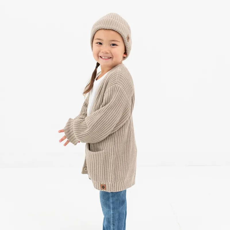 Chunky Knit Oversized Cardigan In Almond 3