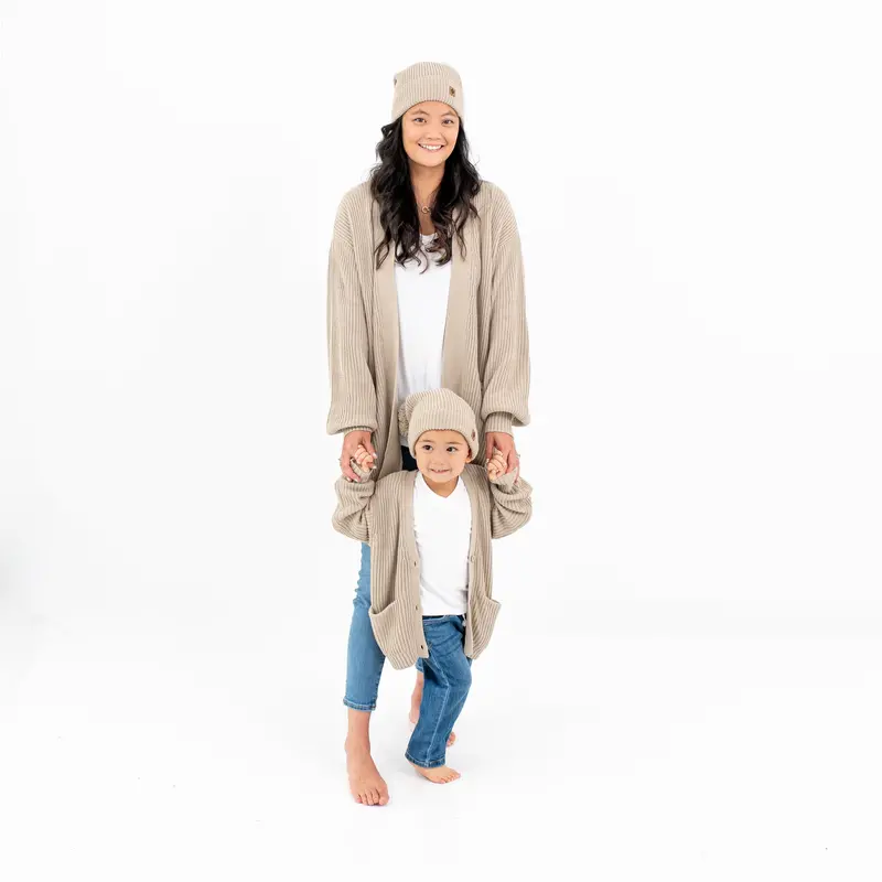 Chunky Knit Oversized Cardigan In Almond 4
