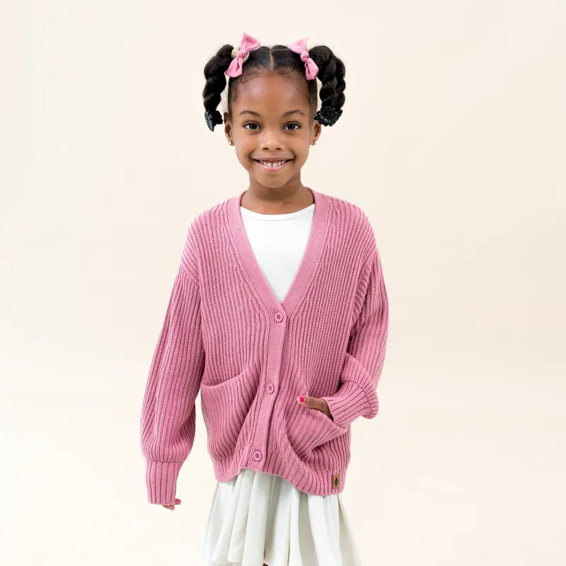 Chunky Knit Oversized Cardigan In Apple Blossom 1