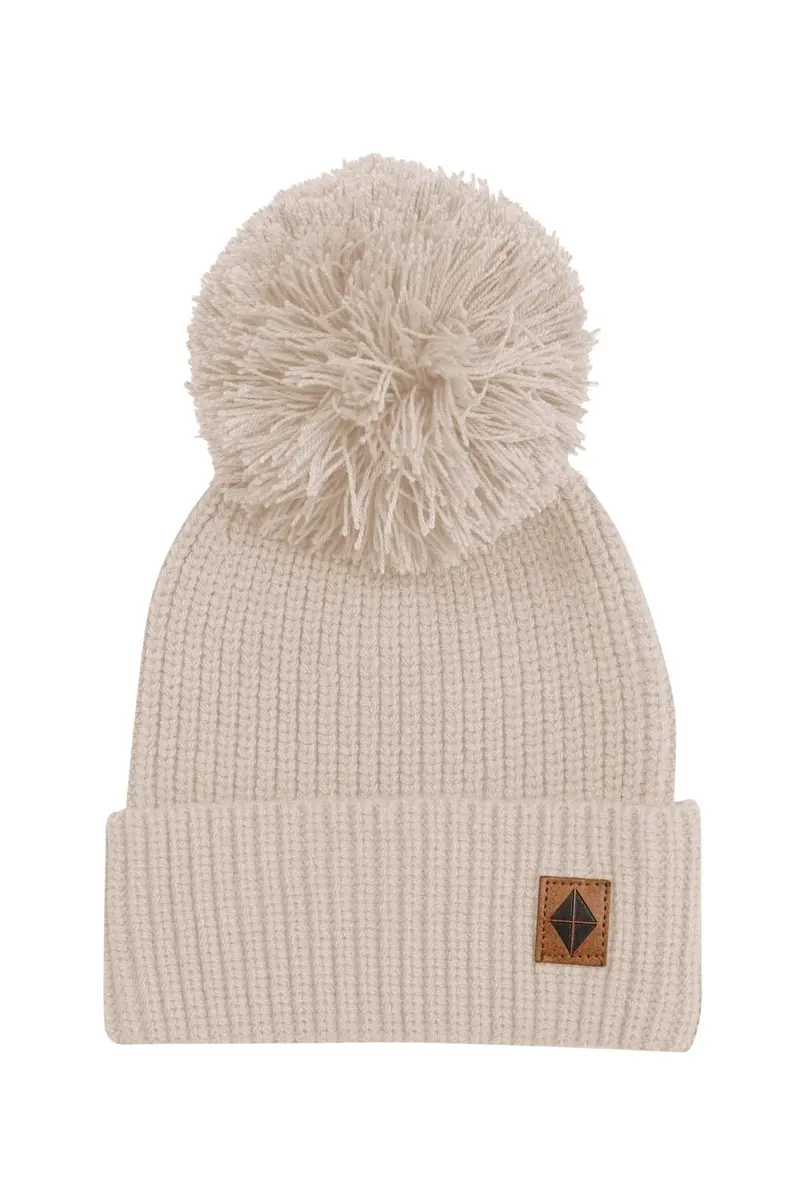 Chunky Knit Pom Beanie In Almond 1