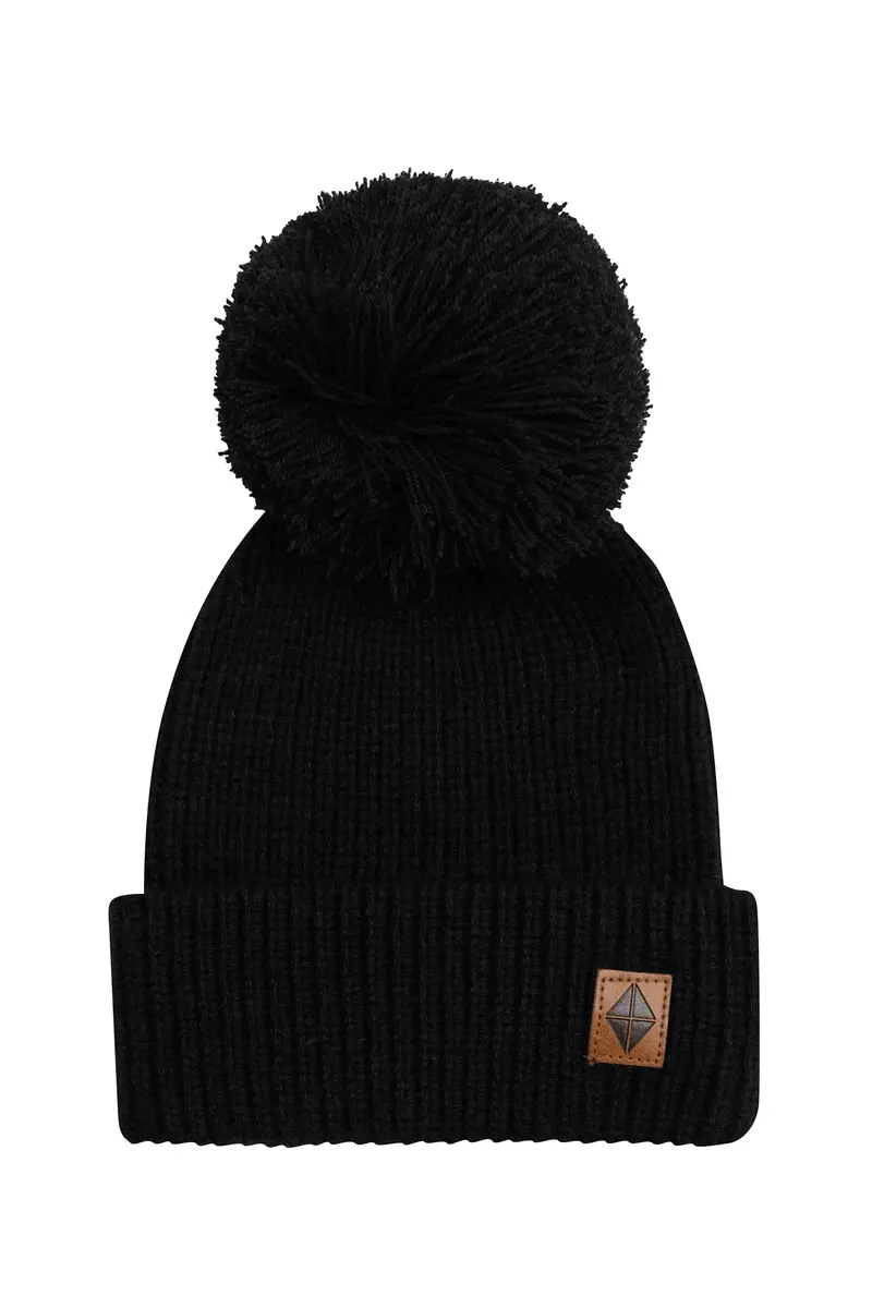Chunky Knit Pom Beanie In Midnight 1