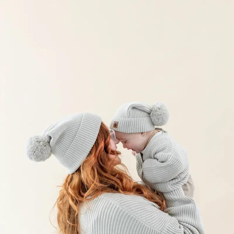 Chunky Knit Pom Beanie In Oat 2