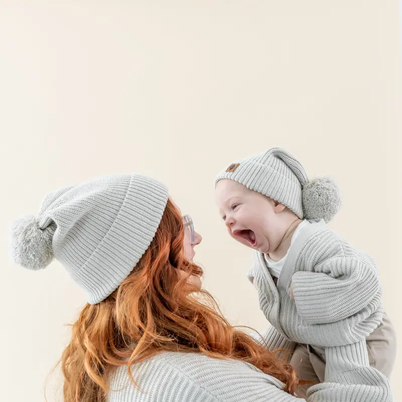 Chunky Knit Pom Beanie In Oat 3
