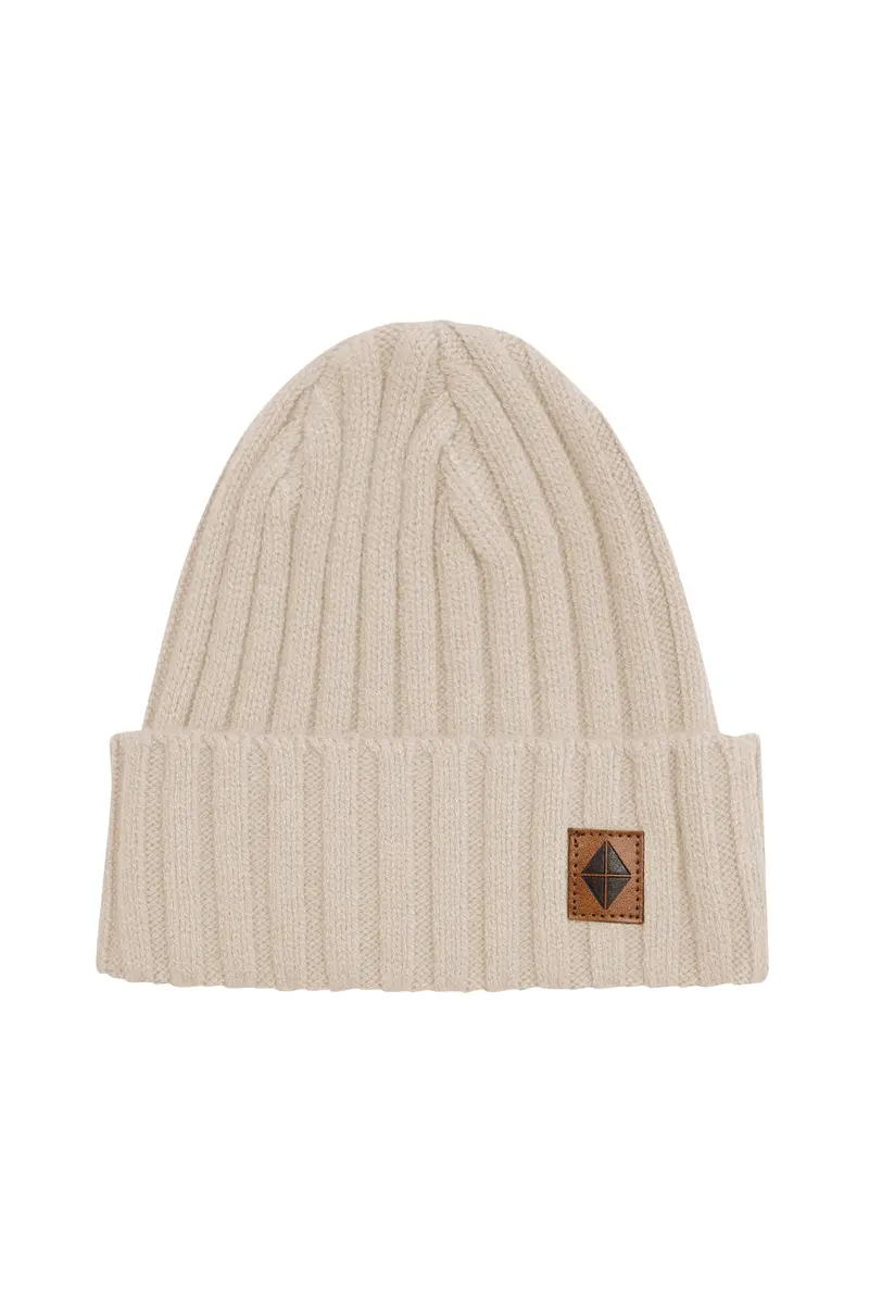 Chunky Knit Ribbed Beanie In Almond 1
