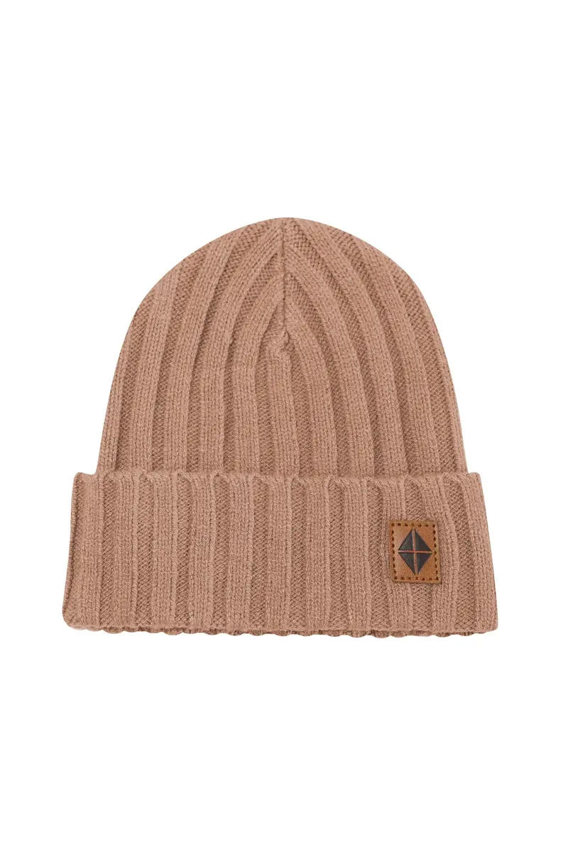 Chunky Knit Ribbed Beanie In Latte 1