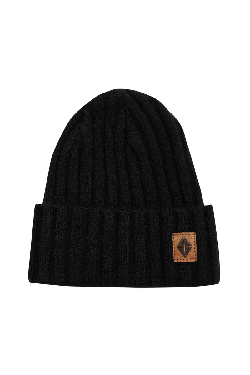 Chunky Knit Ribbed Beanie In Midnight 1