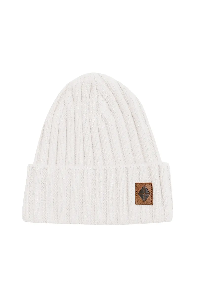 Chunky Knit Ribbed Beanie In Oat 1