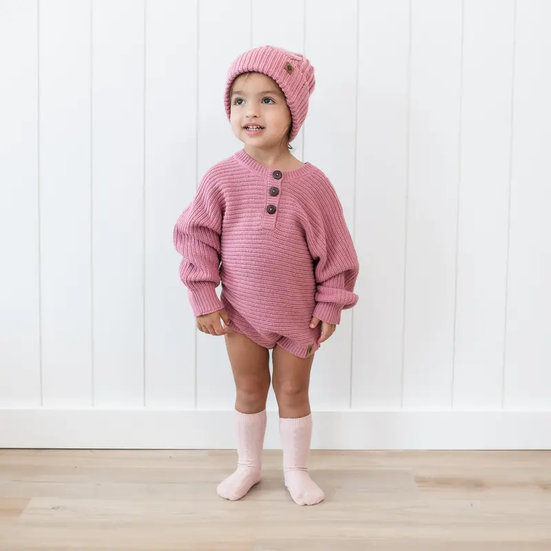 Chunky Knit Romper In Apple Blossom 1