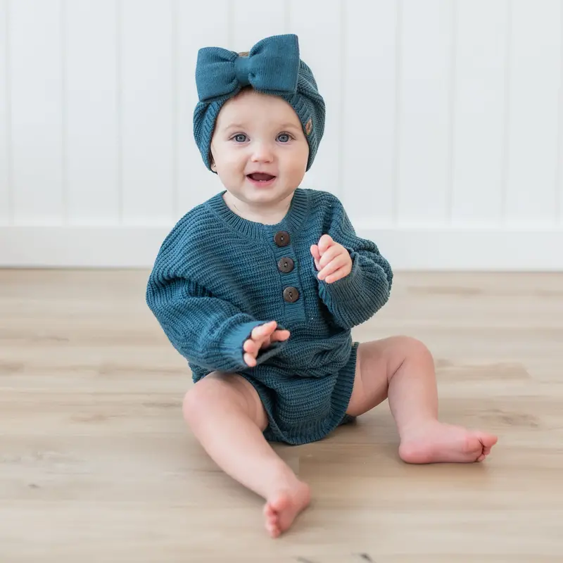 Chunky Knit Romper In Atlantic 1