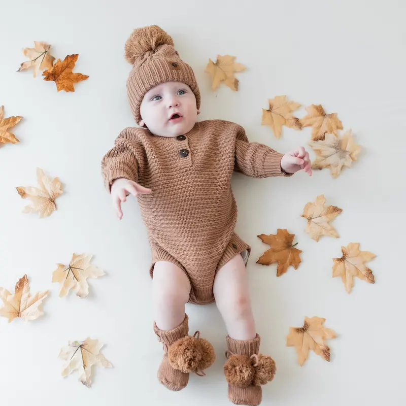Chunky Knit Romper In Latte 1