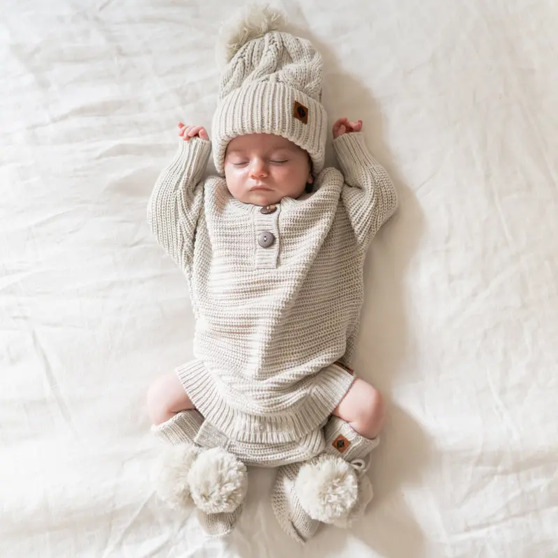 Chunky Knit Romper In Oat 1