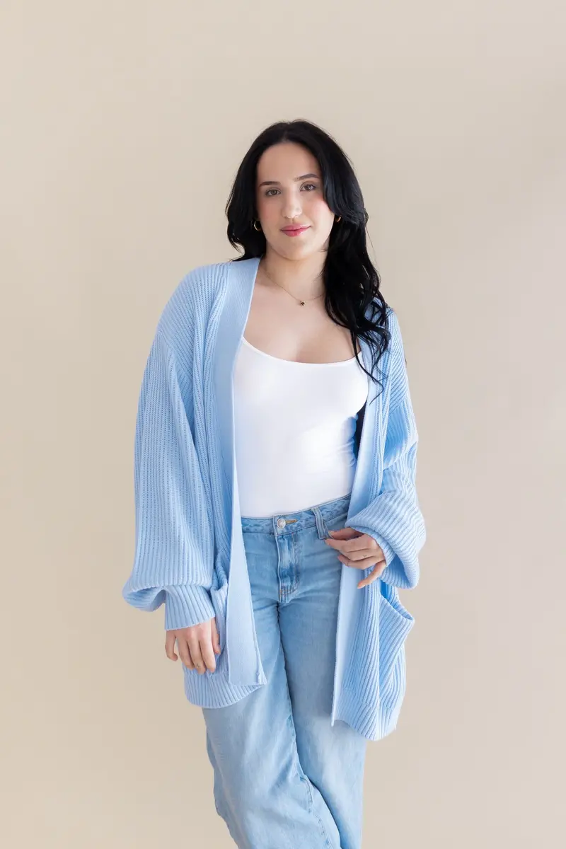 Chunky Knit Women's Oversized Cardigan In Breeze 1
