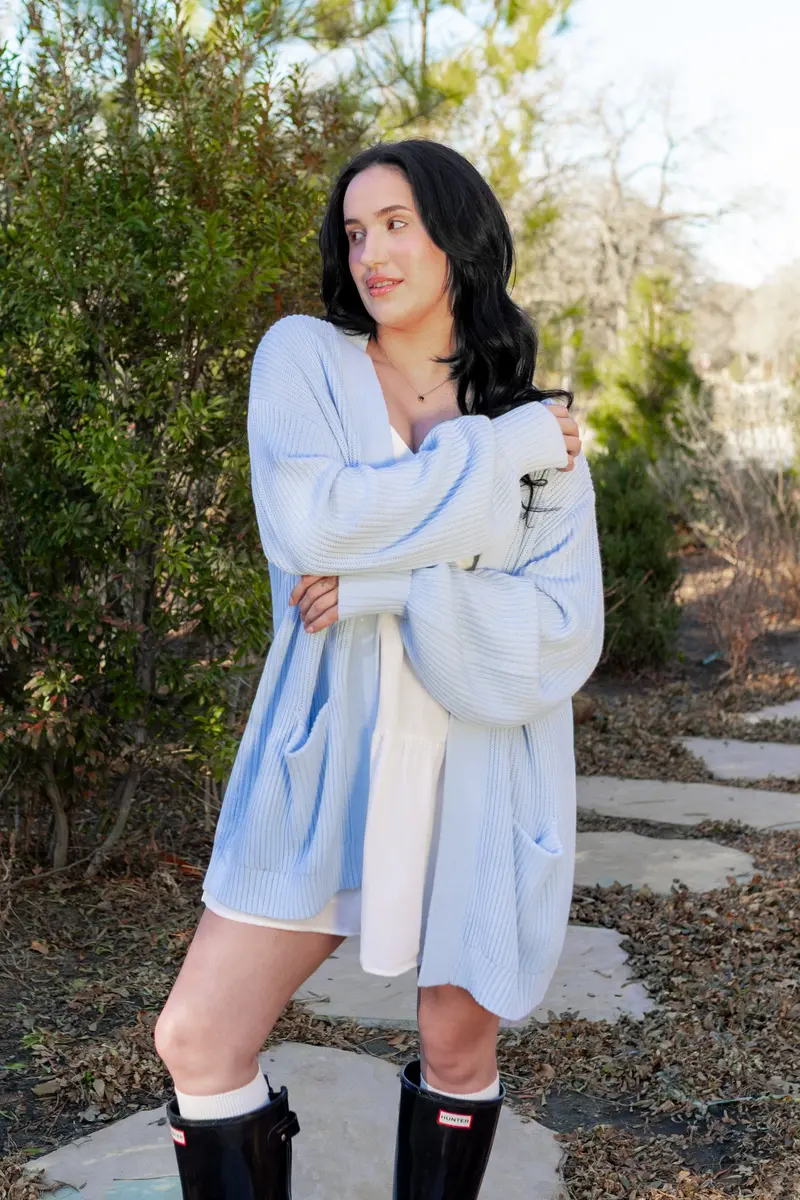 Chunky Knit Women's Oversized Cardigan In Breeze 5