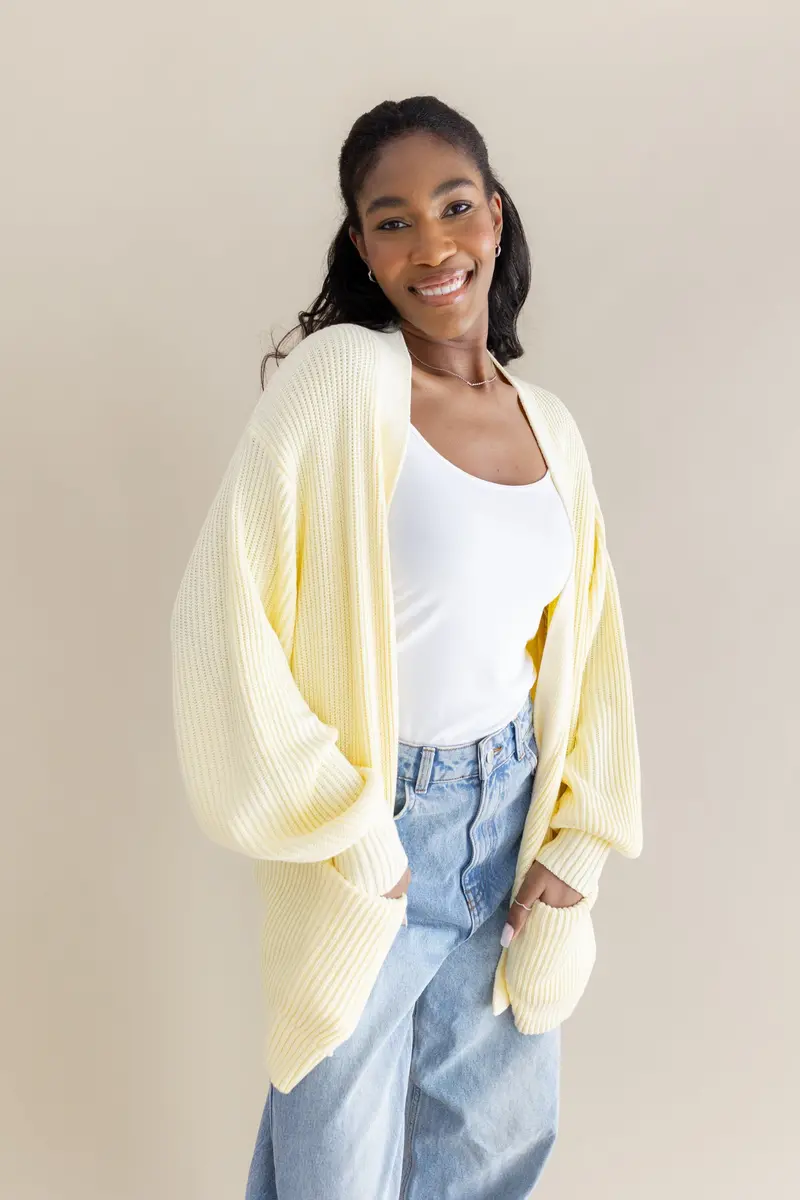 Chunky Knit Women's Oversized Cardigan In Chamomile 1