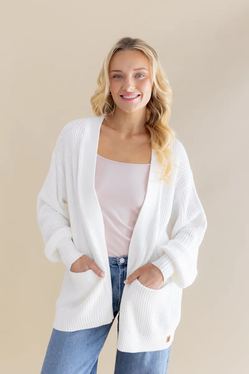Chunky Knit Women's Oversized Cardigan In Cloud 1