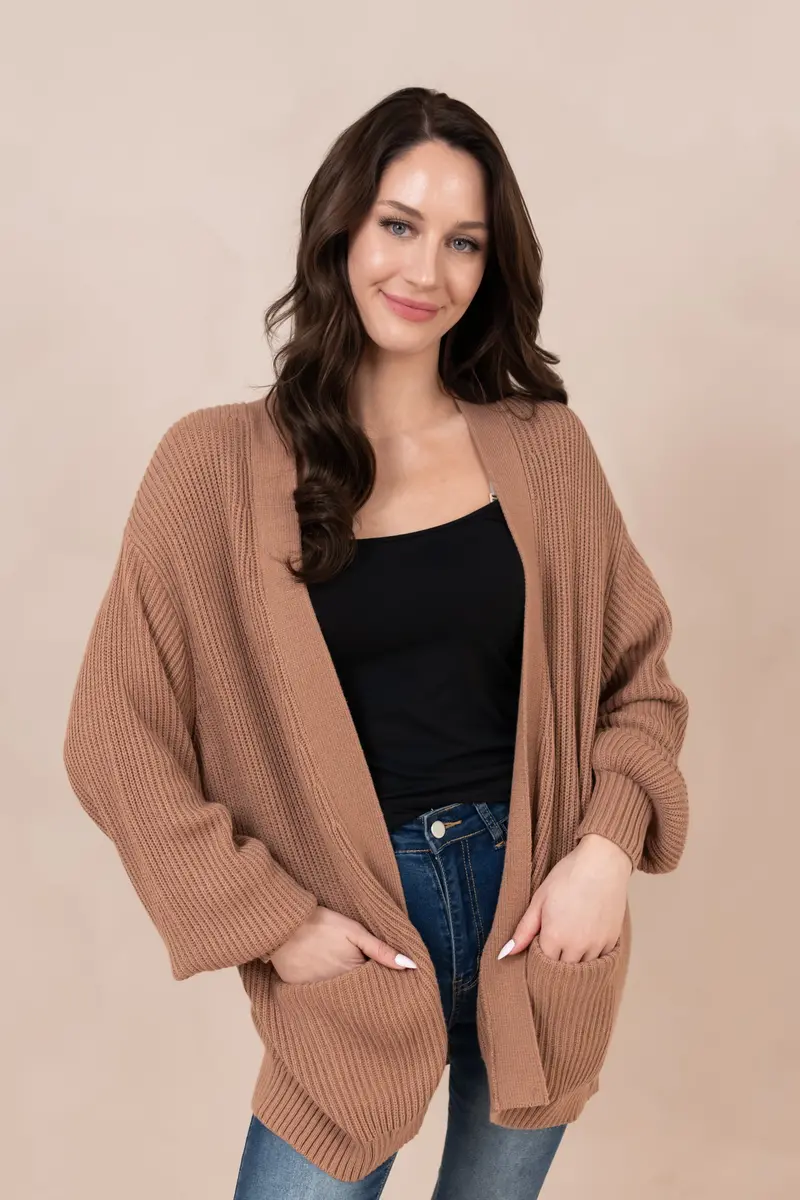 Chunky Knit Women's Oversized Cardigan In Latte 1
