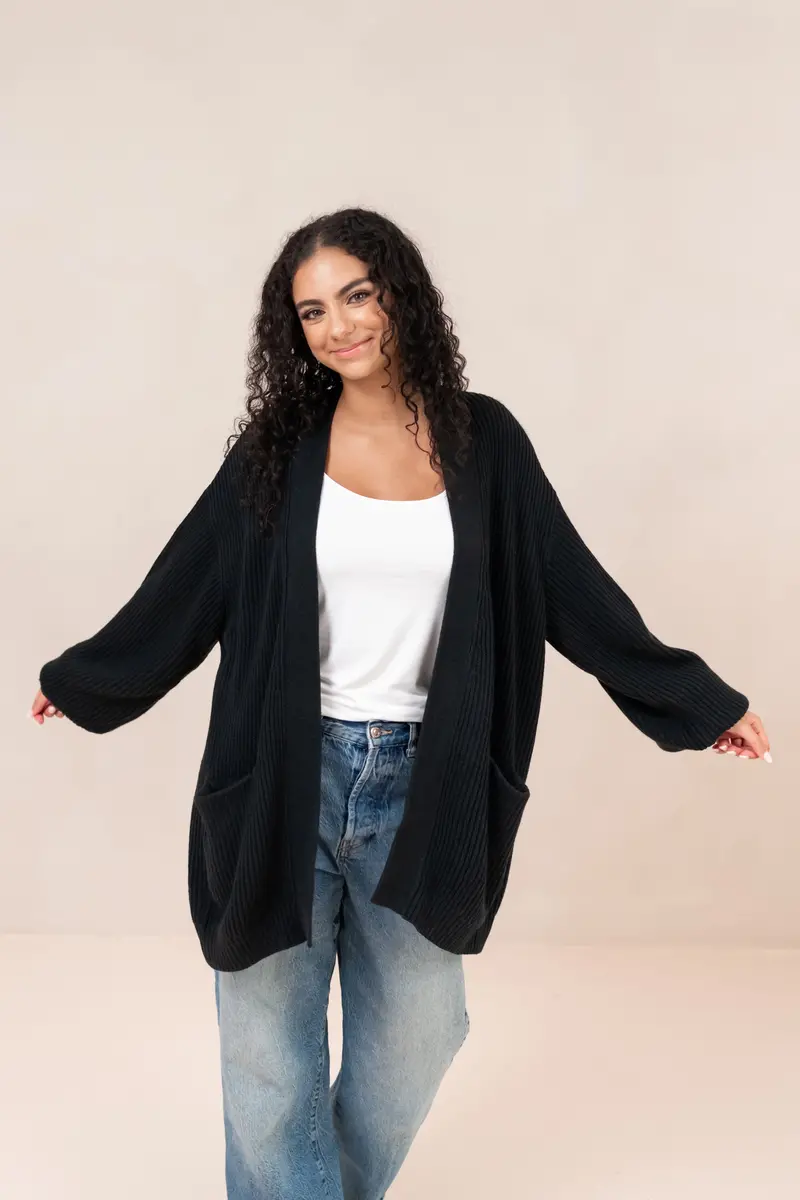 Chunky Knit Women's Oversized Cardigan In Midnight 2
