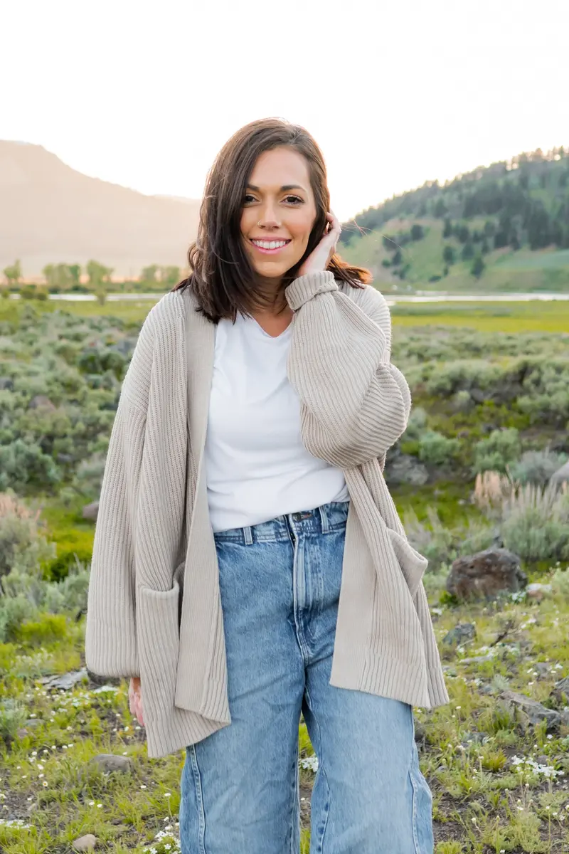 Chunky Knit Women's Oversized Cardigan In Oat 1
