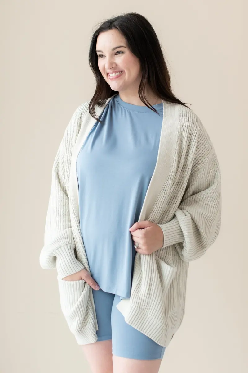 Chunky Knit Women's Oversized Cardigan In Oat 2