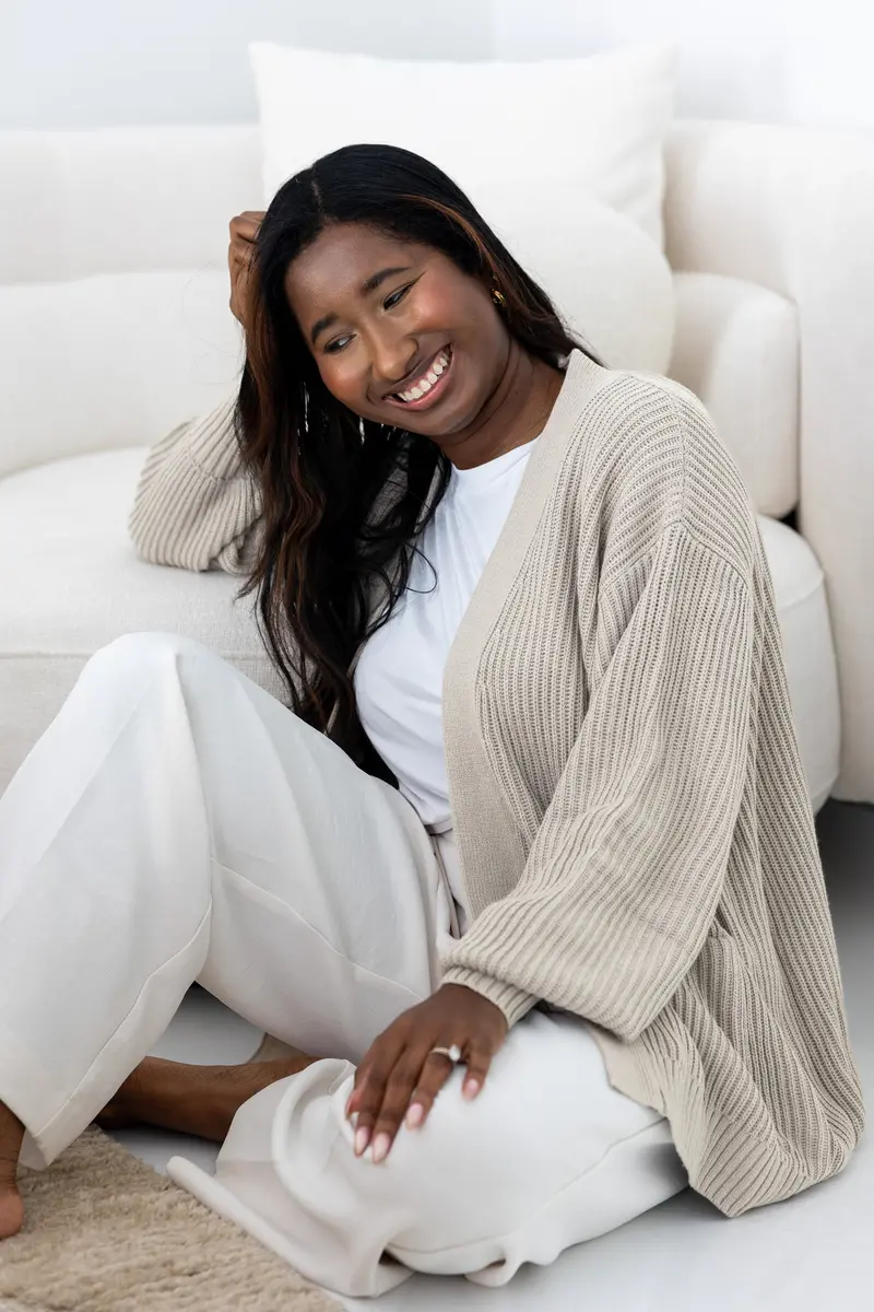 Chunky Knit Women's Oversized Cardigan In Oat 3