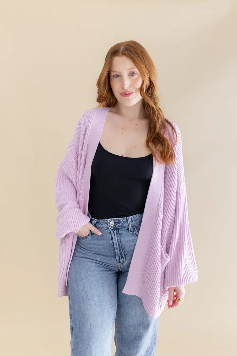 Chunky Knit Women's Oversized Cardigan In Thistle 1