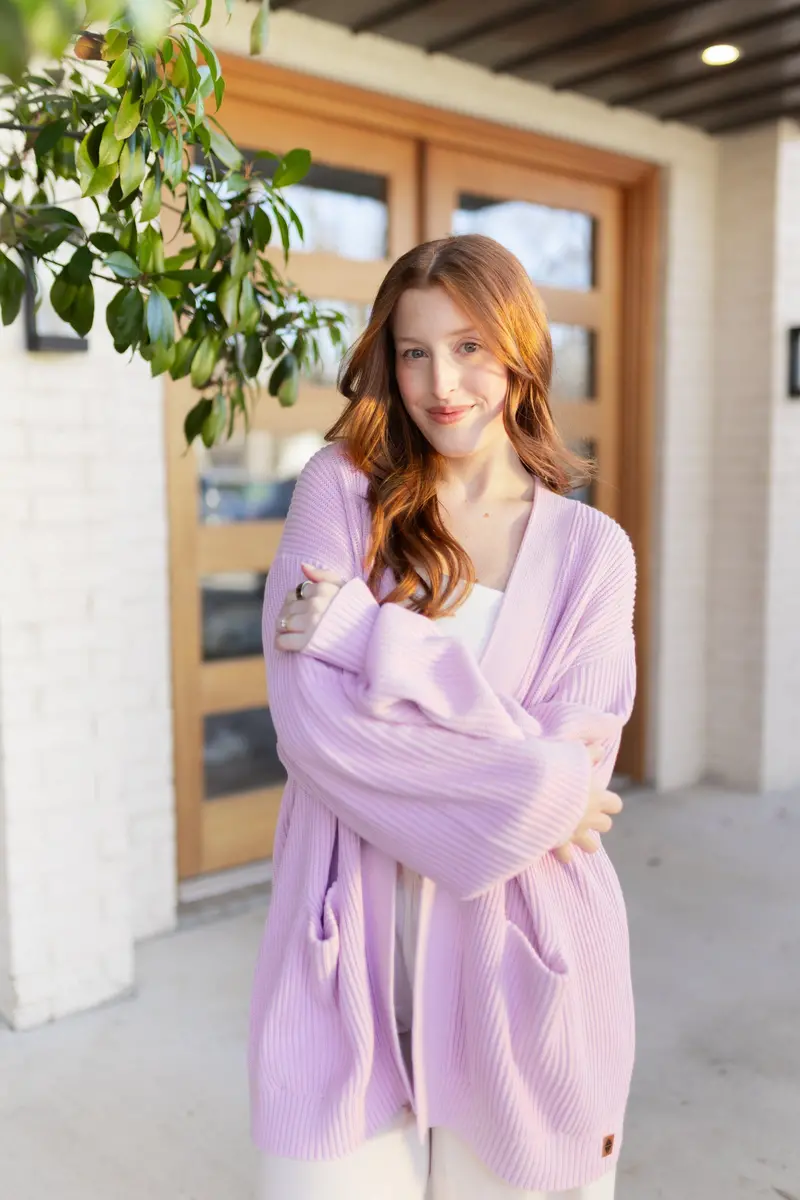 Chunky Knit Women's Oversized Cardigan In Thistle 3