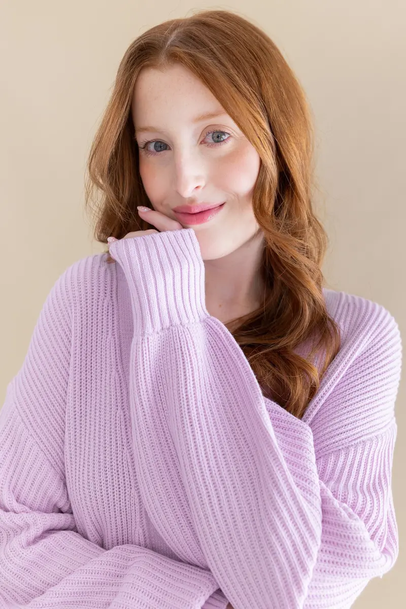 Chunky Knit Women's Oversized Cardigan In Thistle 4