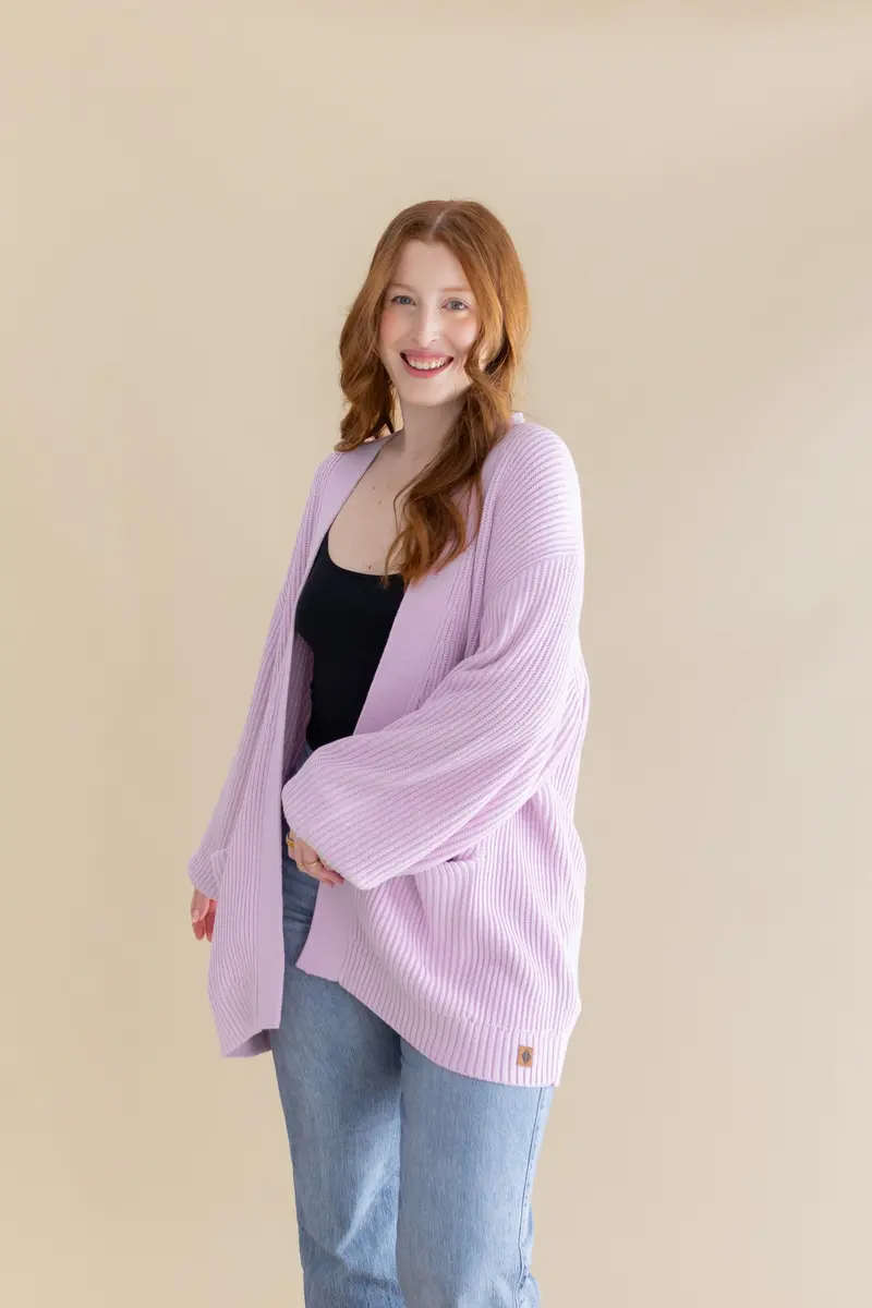 Chunky Knit Women's Oversized Cardigan In Thistle 5