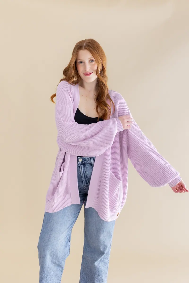 Chunky Knit Women's Oversized Cardigan In Thistle 6