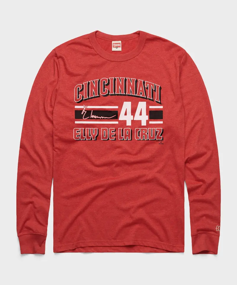 Cincinnati Reds Elly De La Cruz Signature Jersey Long Sleeve Tee 1