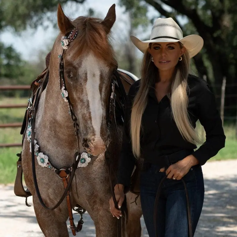 Classic Teal & White One Ear / Breastcollar Tack Set #Oebc548 2