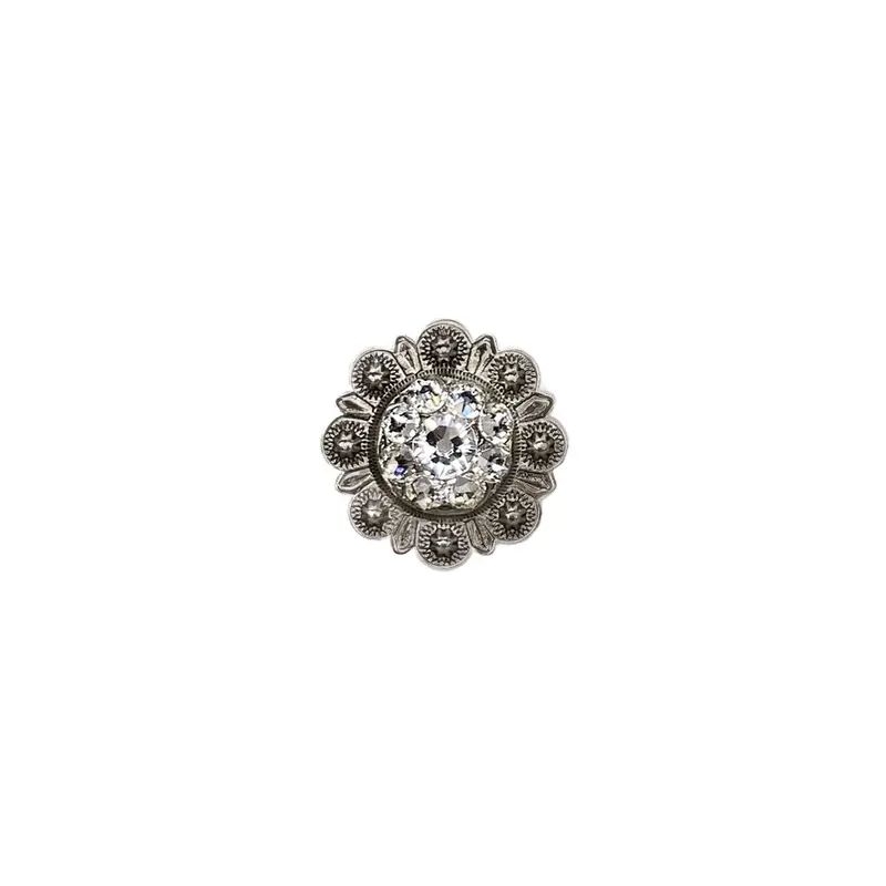 Clear Antique Silver 1" European Crystal Concho 1