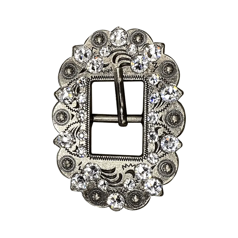 Clear Antique Silver European Crystal Cart Buckle 1