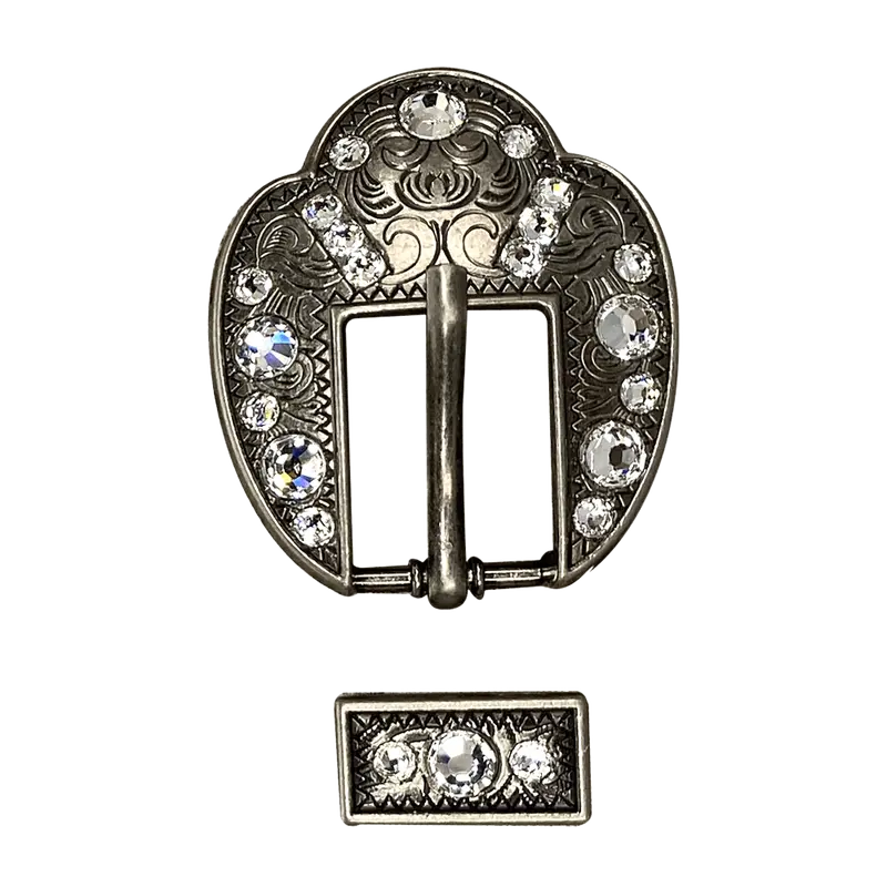 Clear Antique Silver European Crystal Fancy Buckle 1