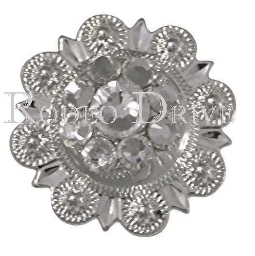 Clear Bright Silver 1" European Crystal Concho 1