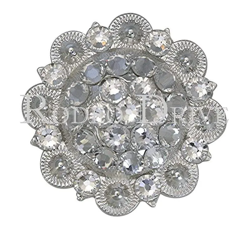 Clear Bright Silver 2" European Crystal Concho 1