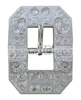 Clear Bright Silver European Crystal Square Cart Buckle 1