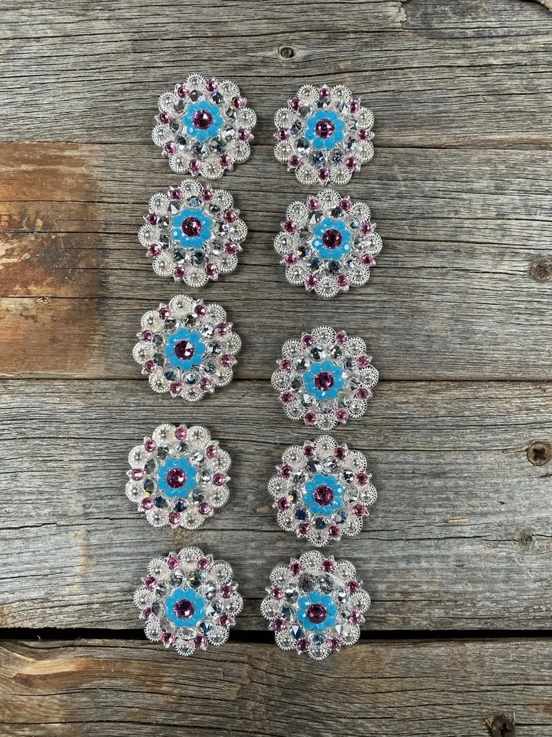 Clearance Bundle Concho Set Bright Silver Pink, Turquoise, & Clear #Bun11 1