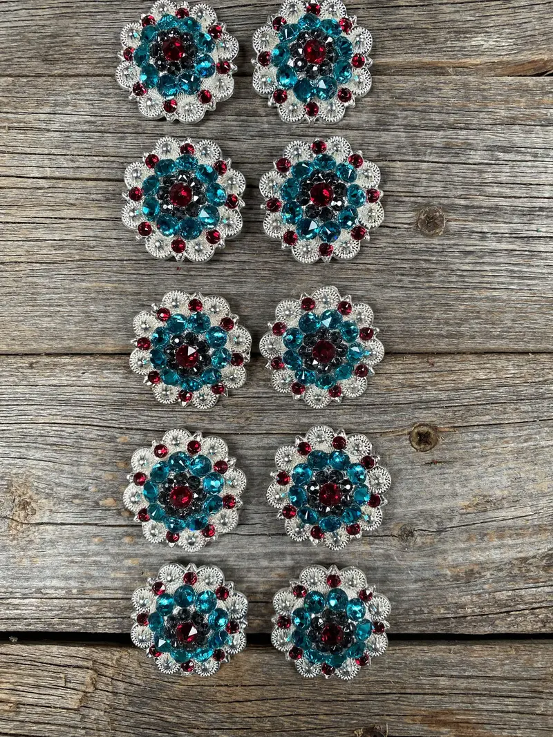 Clearance Bundle Concho Set Bright Silver Ruby, Jet, & Teal #Bun10 1
