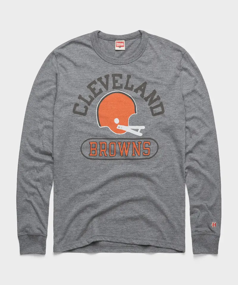 Cleveland Browns Throwback Helmet Long Sleeve Tee 1