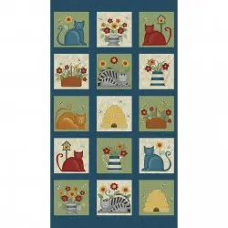 Colorful Cats Sq. Panel 10221 99  By Benertex 1