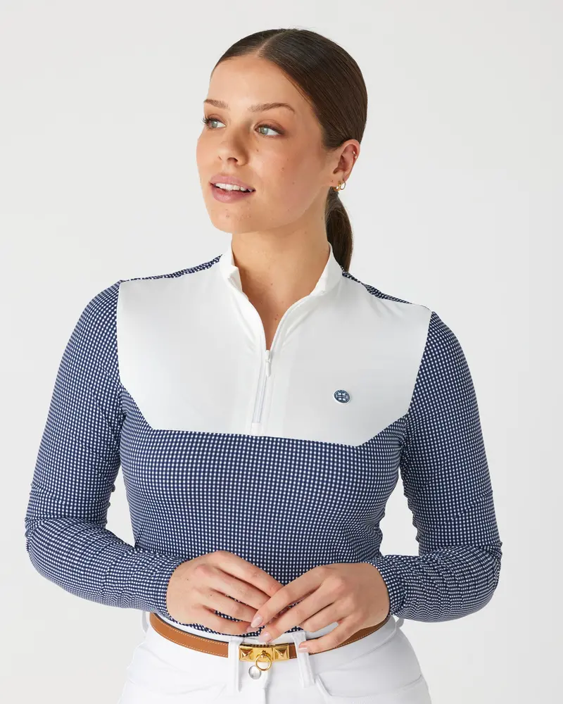 Competition Top - White Mini Check L/S 1