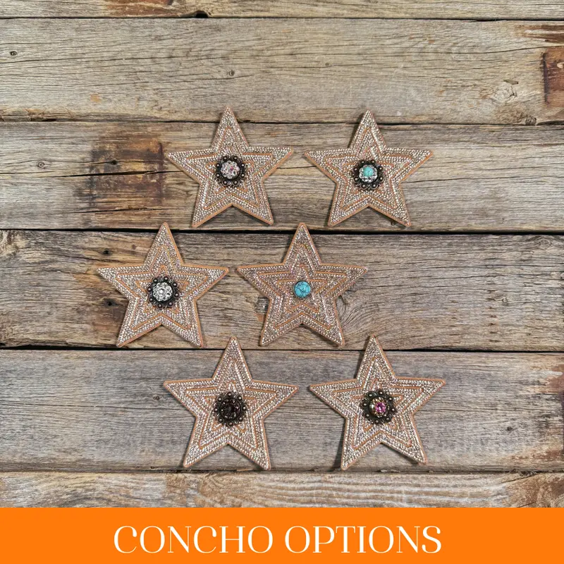 Copper Big Star Rhinestone Rosette - Assorted Conchos 1