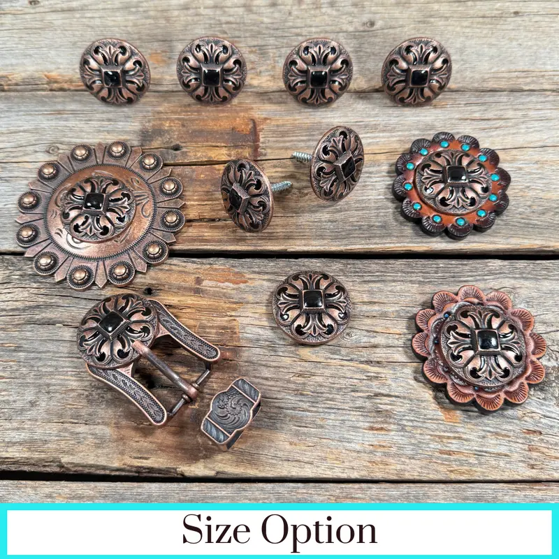 Copper Black Fleur De Lis Western Concho W241 1