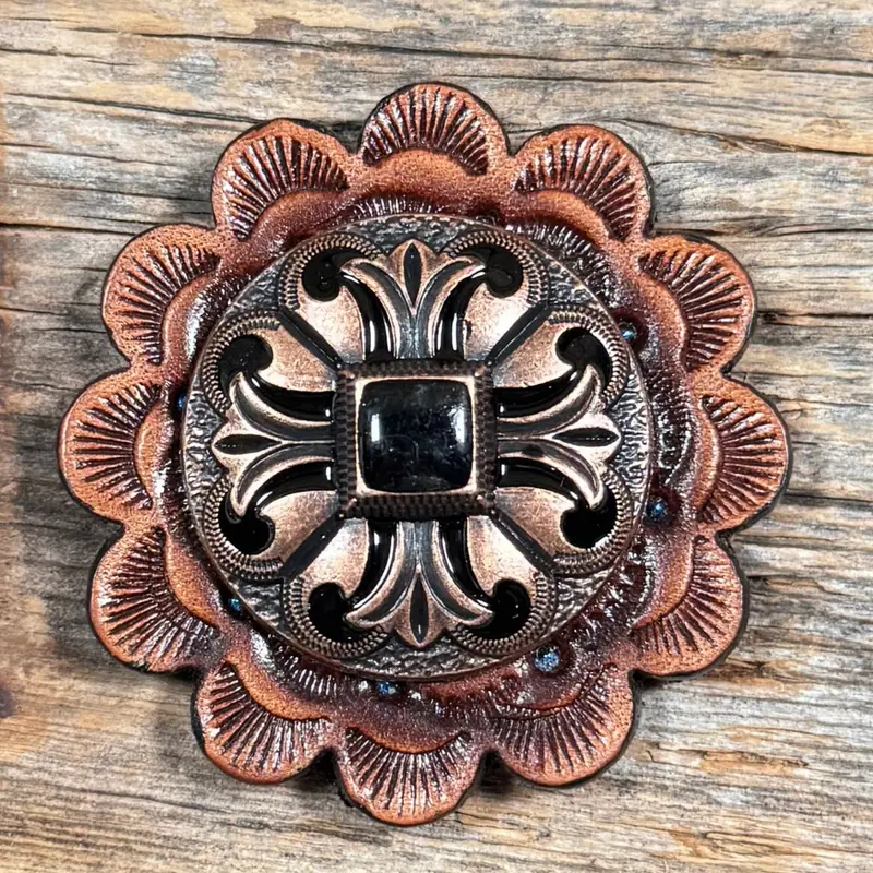 Copper Black Fleur De Lis Western Concho W241 4