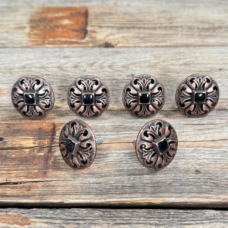 Copper Black Fleur De Lis Western Concho W241 6