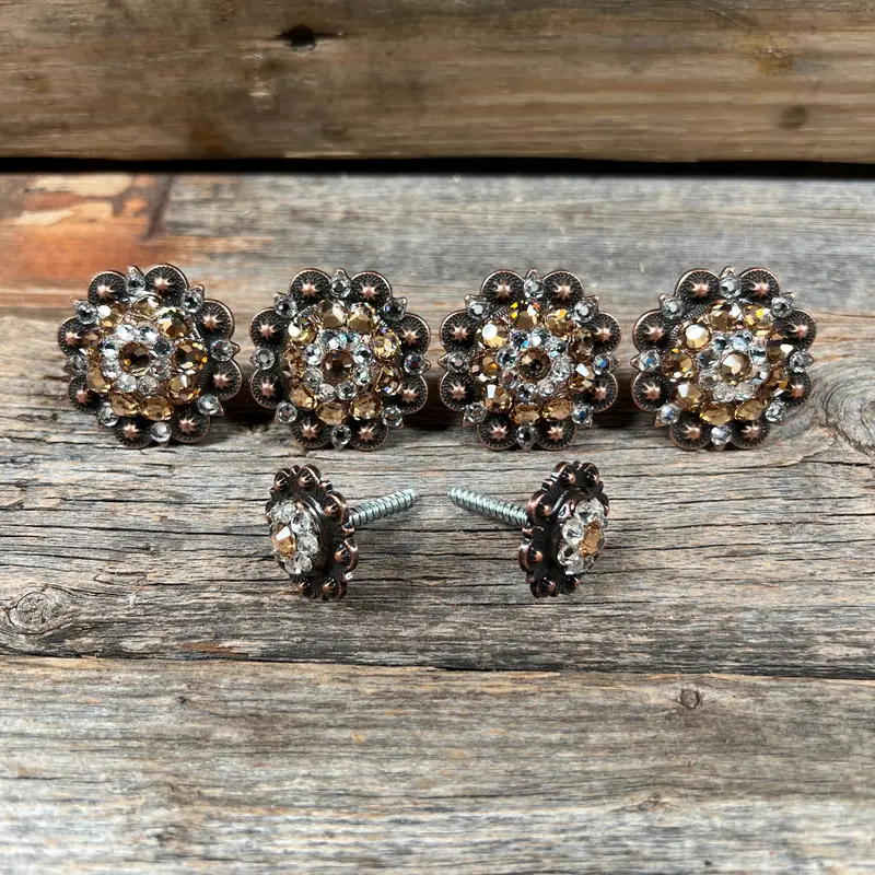 Copper Champagne And Clear Saddle Conchos 1