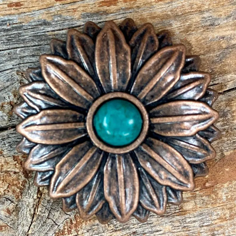 Copper Daisy Turquoise Concho 1.5"  W132l 1