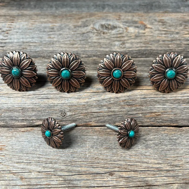 Copper Daisy Turquoise Saddle Set Ssw132 1
